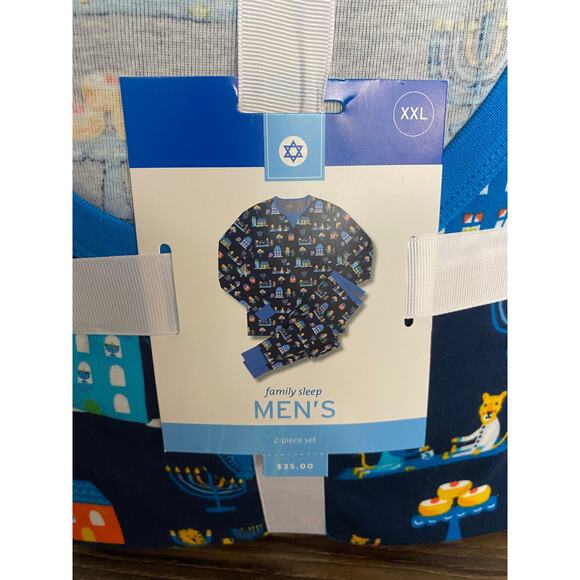 NWT Mens Target Hanukkah Blue Lions Print Matching Pajama Set - XXL - Picture 2 of 3